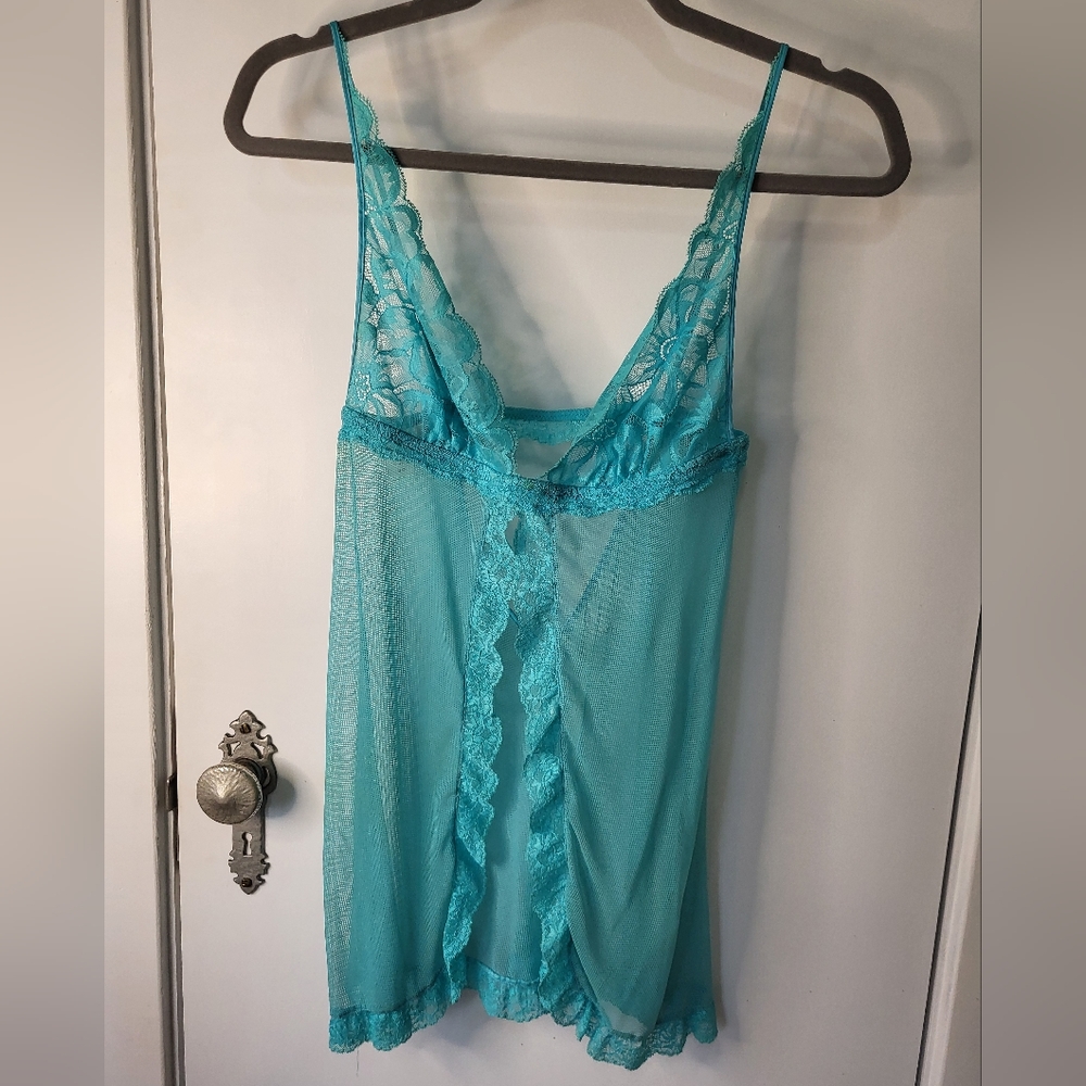 Y2K Turquoise Silk & Satin Chemise
